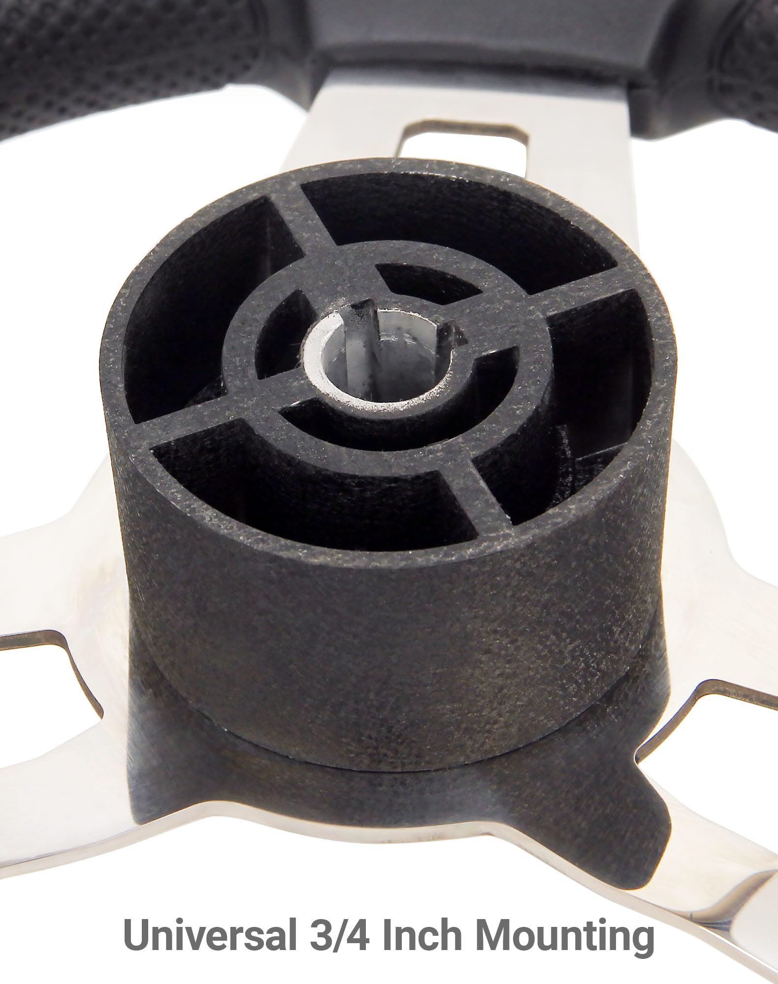 Boots-Lenkrad in Marinequalität, 34,8 cm, 3-Speichen, mit rutschfester PU-Schaum-Abdeckung, Power-Grip-Knopf und Aluminium-Montagebasis, salzwasserbeständig, universelle Passform für Boote