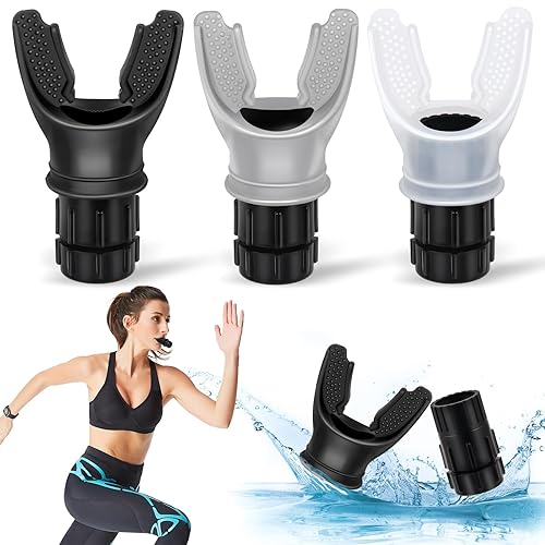 3 PCS Portable Breathing Trainer with Adjustable Resistance Settings (Black/Grey/White)