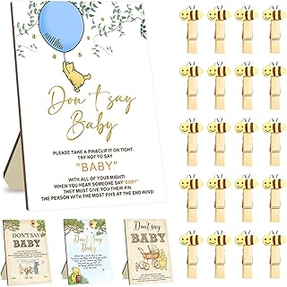 Winnie Baby Shower Decorations-Baby Shower Games-Decor-Dont Say Table Sign Centerpieces-Baby Shower Games Pooh Birthday Supplies Party Decorations