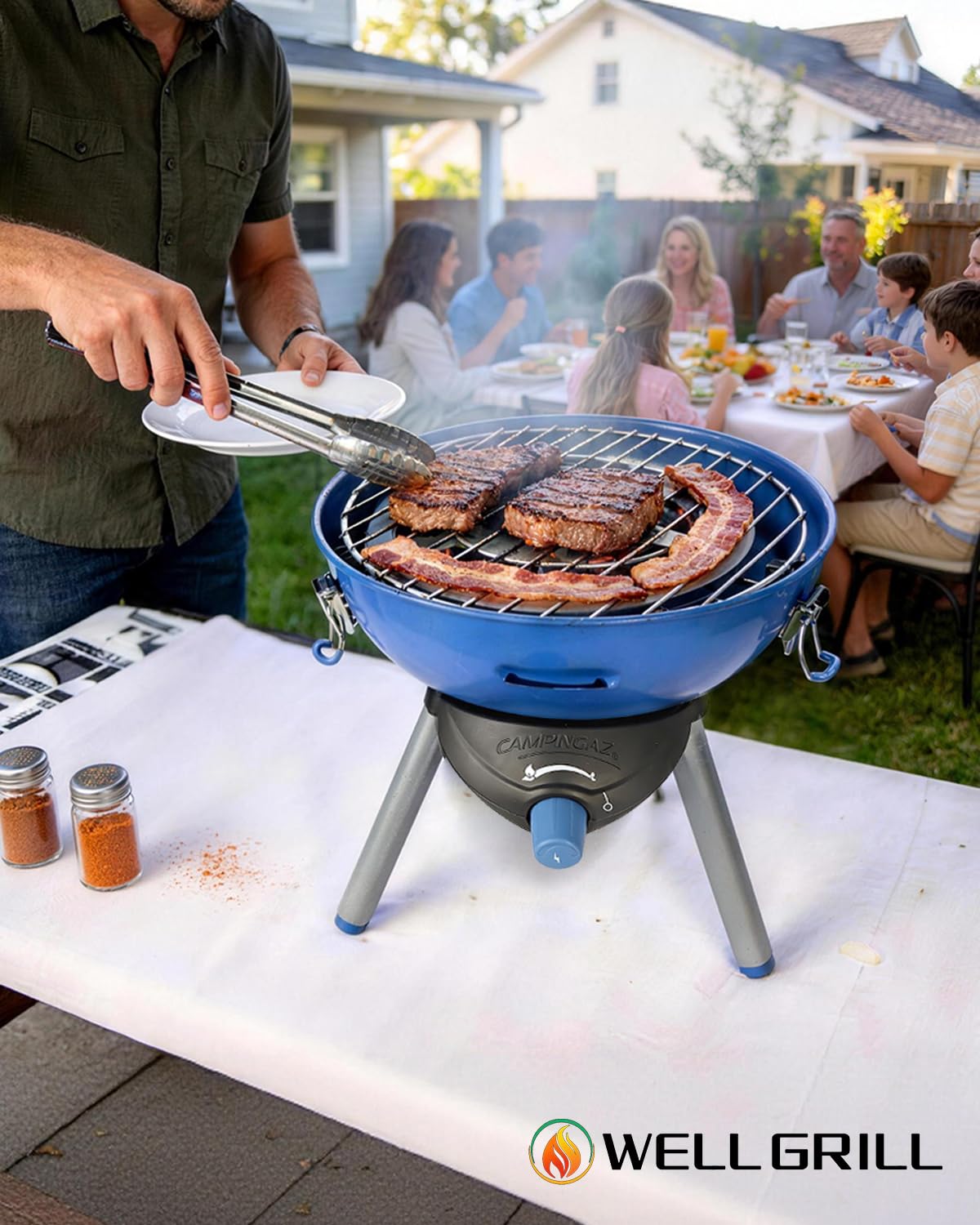 WELL GRILL Ruszt do grillowania ze stali nierdzewnej i reflektor ciepła do grilla Campingaz Party Grill 400 CV 400R, części zamienne, osłona termiczna BBQ i okrągłe ruszty do grilla kempingowego