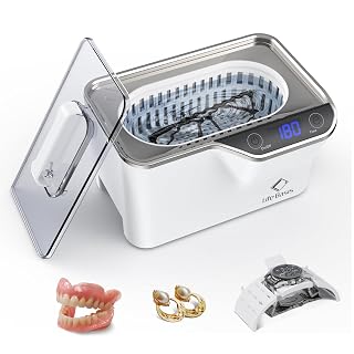 LifeBasis Ultraschallreinigungsgerät 600ml 48KHZ Digitales Brillenreinigungsgerät mit 5 Modi & LED-Anzeige Degas Funktion Ultraschallreiniger 50W Ultraschallgerät für Zahnersatz Schmuck Brillen Uhren - Amazon product rated Grade B