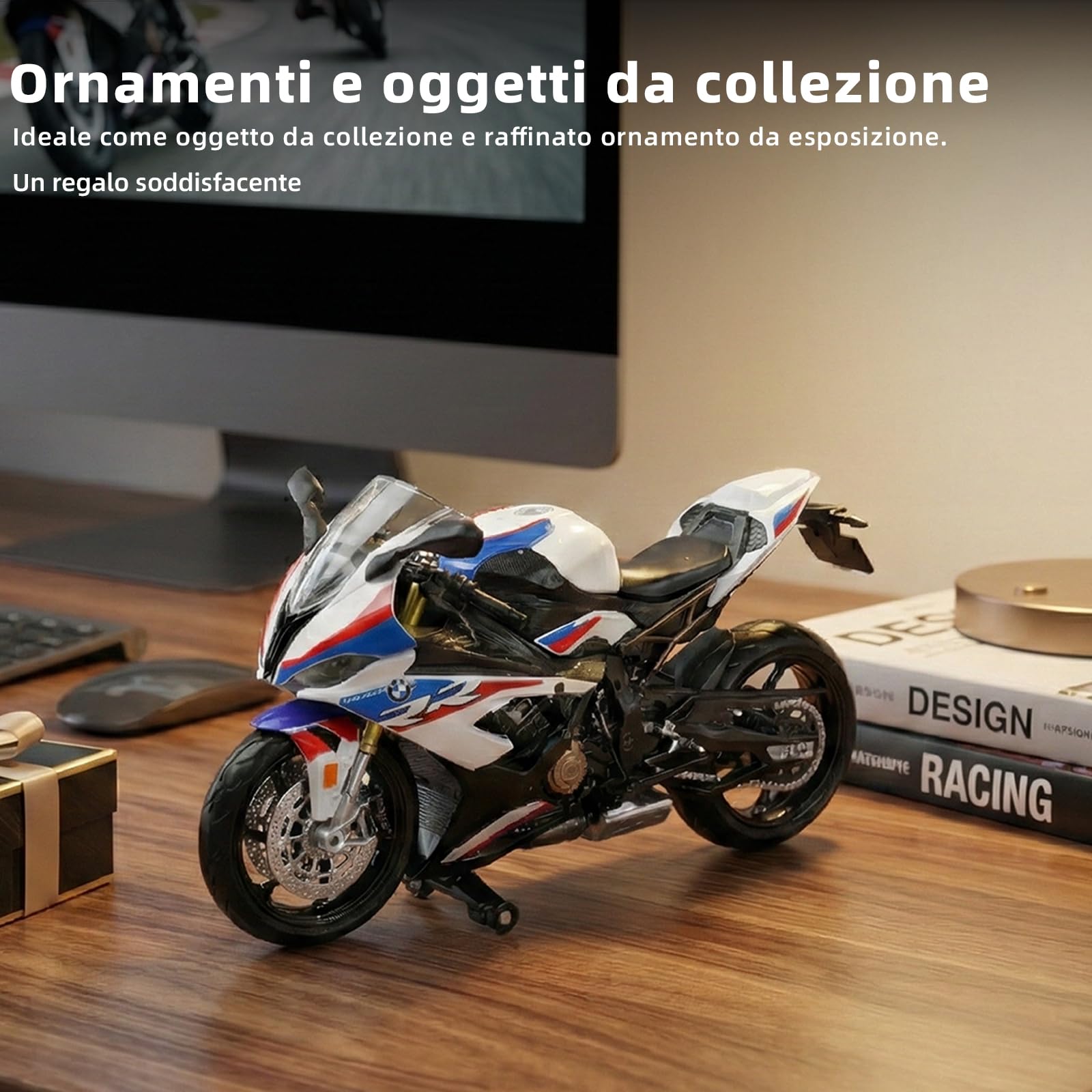 1:12 Modello Moto Giocattolo S1000RR in Metallo Pressofuso Con Moto in Plastica Senza Necessità di Montaggio Mini Moto Finita Regalo per Adulti (Bianco)