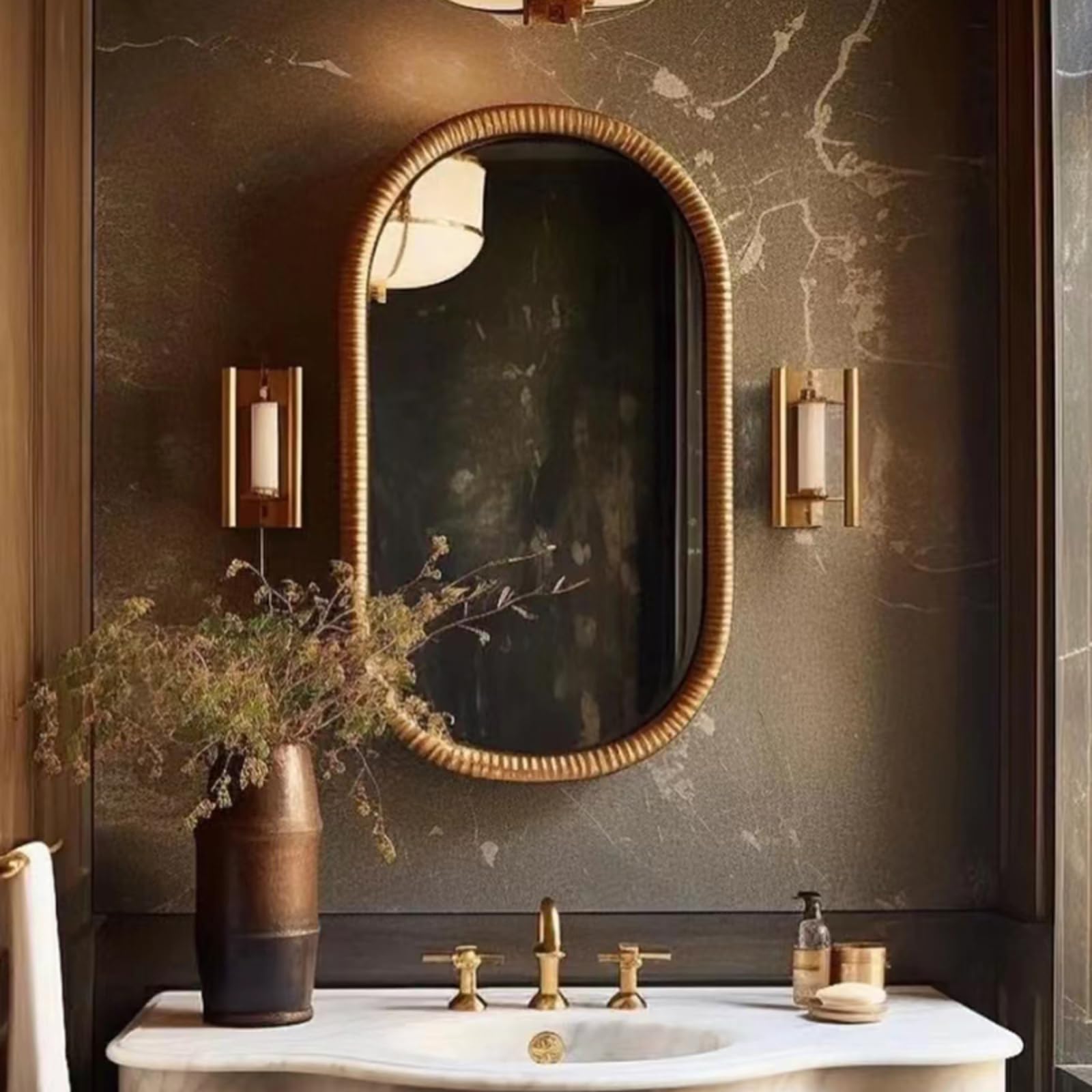 Specchio Espejo de baño Retro elíptico Inteligente de pared Negro - 70 * 110