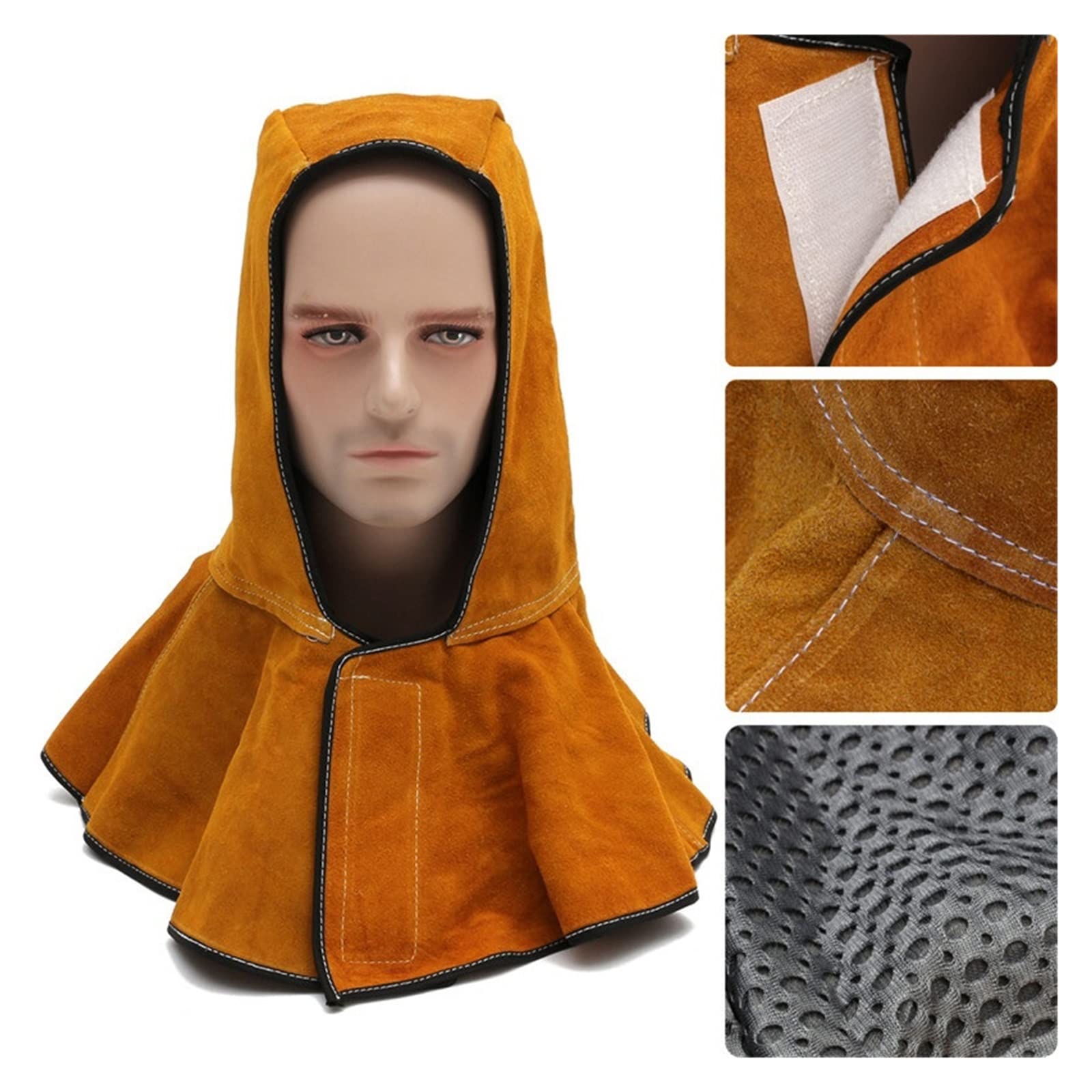Máscara de soldadura con lente, capucha de soldadura, máscara de soldador, trabajo de soldadura de cuero, 60 cm, capucha de soldadura de cuero, casco, máscara, tapa protectora for soldador, trabajo de