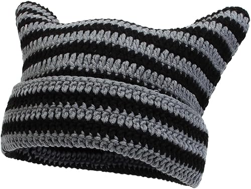 Gorro de invierno cálido para mujer, gorro de punto suave para mujer, gorro de gato para mujer, gorro de zorro para mujer, gorros holgados para mujer