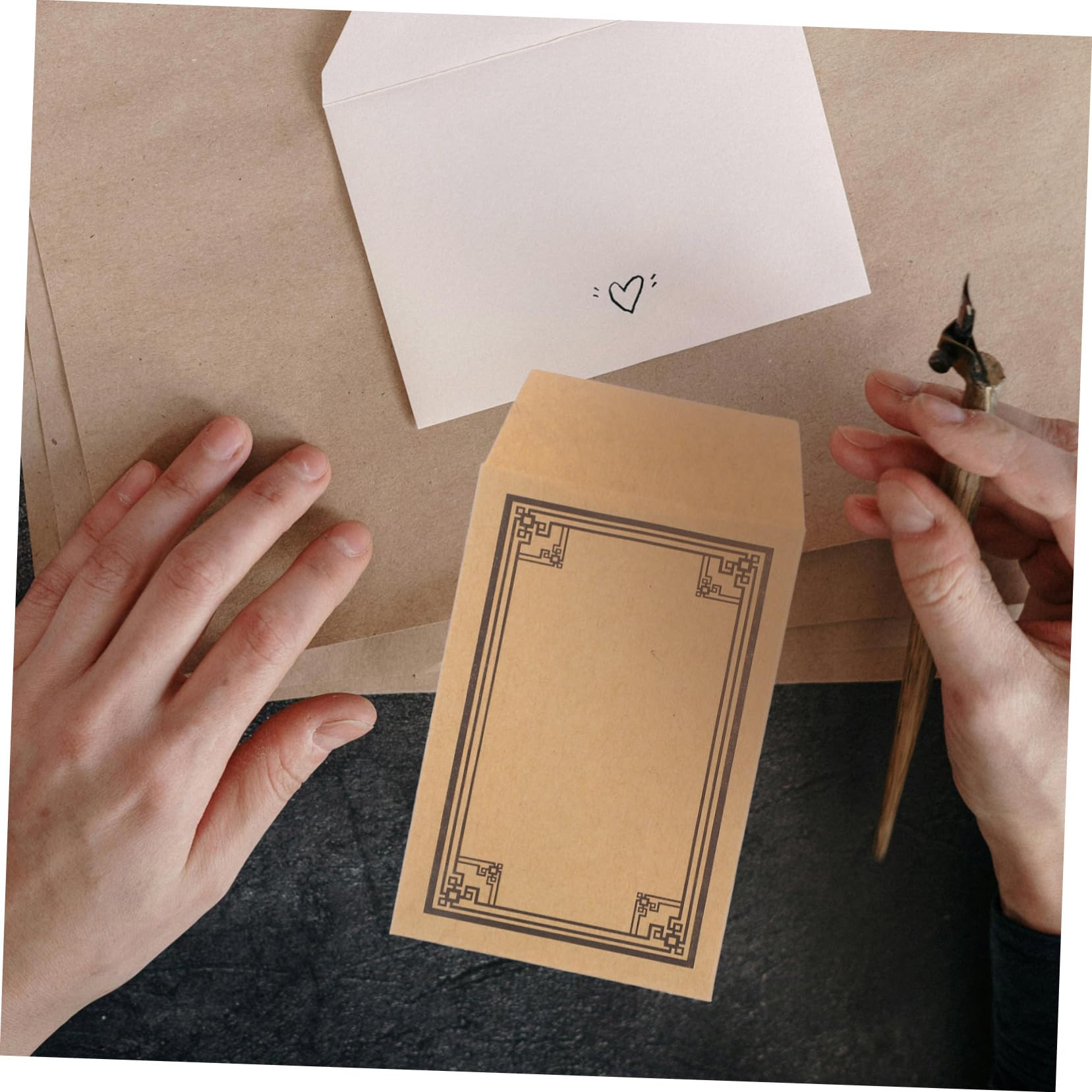Mini Enveloppes Auto-adhésives Lot de 50 Papier Kraft Kaki pour Pièces de Monnaie
