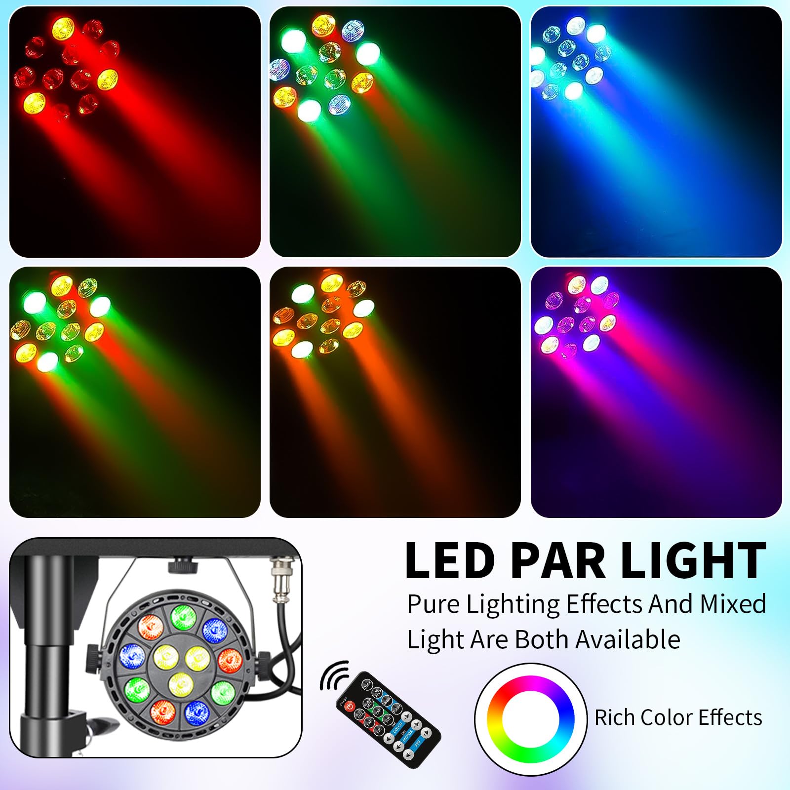 Sangdo 2 Pack UV Lights 6W LED Disco Ball Party Lights Strobe Light Disco Lights, Sound Activated With Remote Control Dj Lights Stage Light For Party Bar Club Halloween Party Wedding Show - View #5