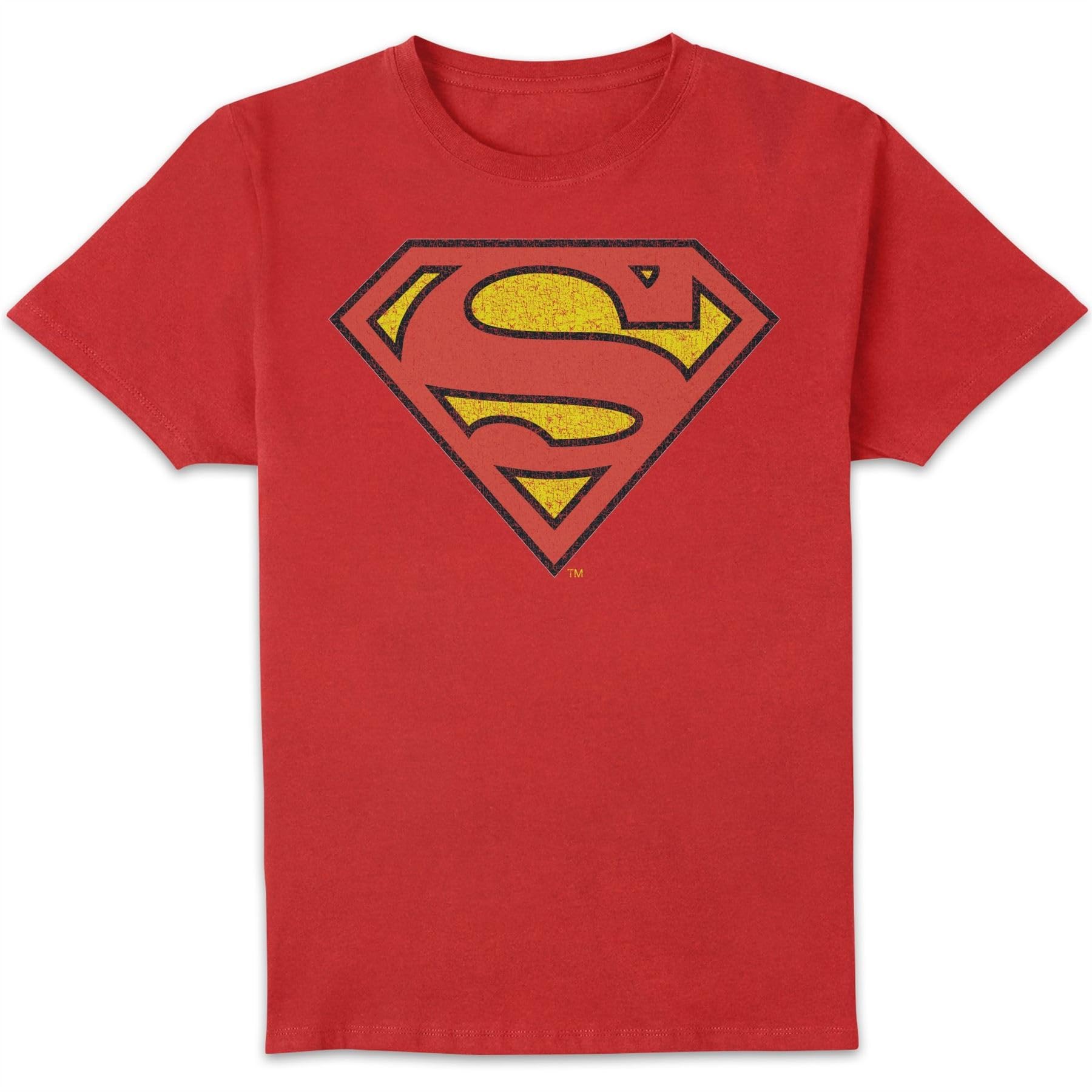 Superman Unisex Red Official Crackle Logo Men's T-Shirt - | Size: Medium