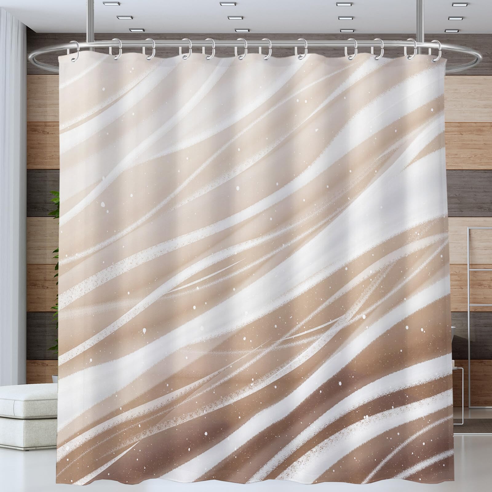 Rideau De Douche Traits De Pinceau Illustration Abstraite Tissu Imperméable Lavable avec Crochets Anti Moisissure en Polyester Rideau Douche pour Salle De Bain