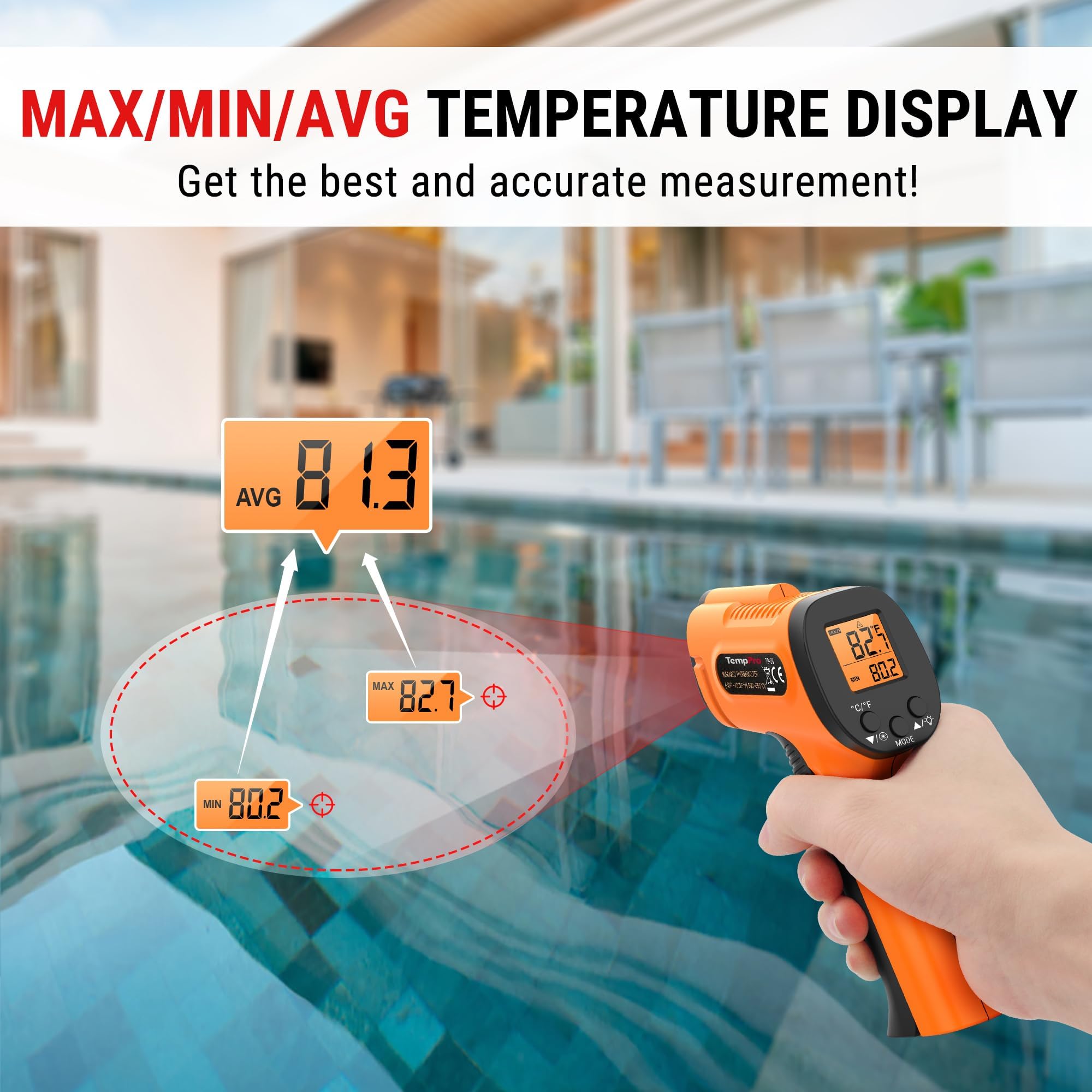 TempPro TempScan Thermometer - Non-Contact Temp Gun -6