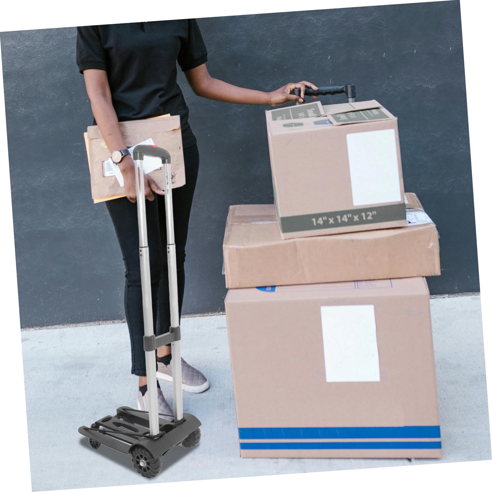 Alipis Carrello Pieghevole Portatile Ruote Resistenti Struttura in Lega di Alluminio e Plastica con Manico Telescopico Regolabile per Casa e Viaggio
