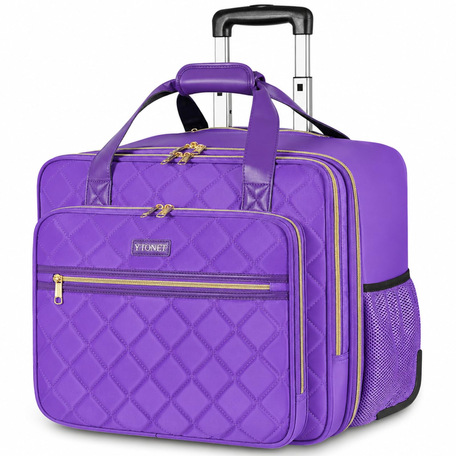 Ytonet Rolling Briefcase for Women, 17.3 In Rolling Laptop Bag, Purple