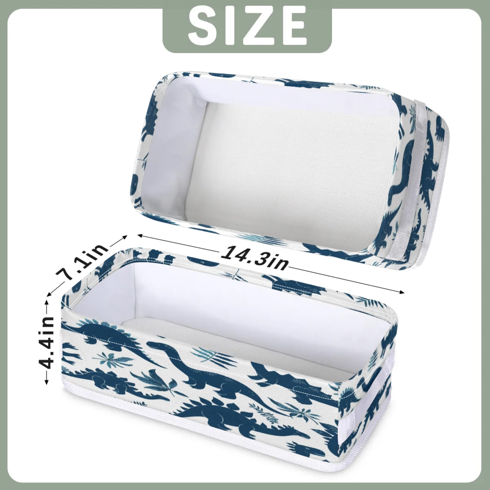 Tablerazzi Toilet Tank Topper Paper Basket with Handle, Cute Dinosaur Silhouette Bathroom Storage Basket for Organizing, Small Fabric Storage Bins for Bathroom Decor