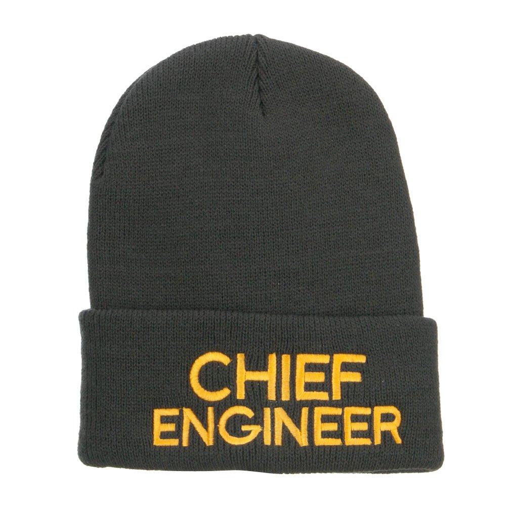 e4Hats.com Chief Engineer Embroidered Long Beanie - Dk Grey OSFM