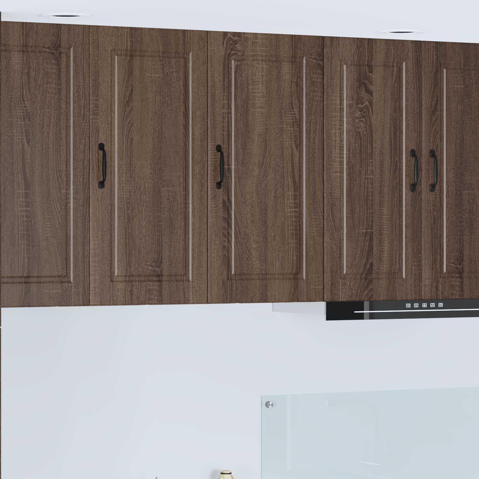 Küchen-Wandschrank, Küchenhängeschrank aus Holzwerkstoff in Braun Eichen-Optik, 40 x 31 x 80 cm, Hängeschrank mit 2 Türen und 3 Regalfächern für Moderne Küchenorganisation