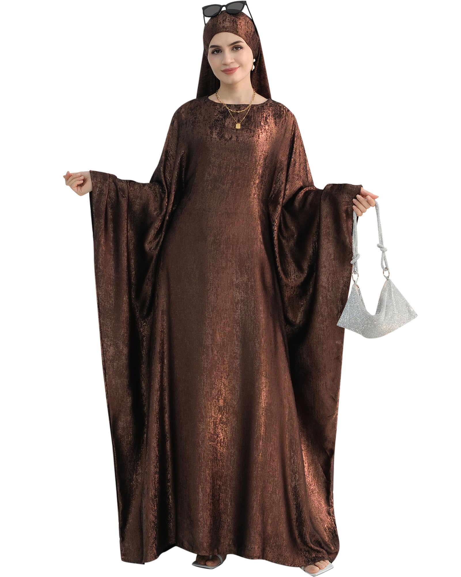 Luxury Dubai Style Abaya and Hijab Set, Breathable Modest Prayer Dress with Belt Loose Fit Muslim Robe