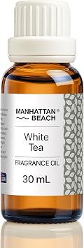 Manhattan Beach White Tea Hotel Inspired Scent Diffuser Oil Luxury White Tea Fragrance Oil for Ultrasonic & Waterless Diffusers, Home & Spa, 30 mL Glass Bottle