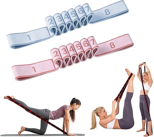 Miniatura 10 de Bandas de resistencia de fitness para estiramiento y yoga, banda de resistencia elástica numérica con marcas, banda de resistencia numerada bandas