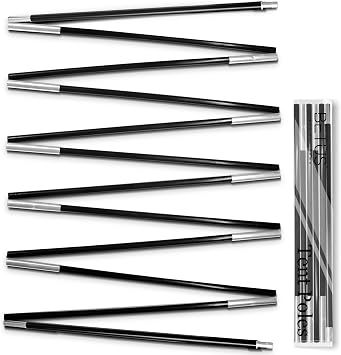 Betus Aluminum Tent Poles Replacement - Pre-Assembled Black Tent Pole for Hiking & Camping - Easy to Install Outdoor Tent Repair Rod 12Ft