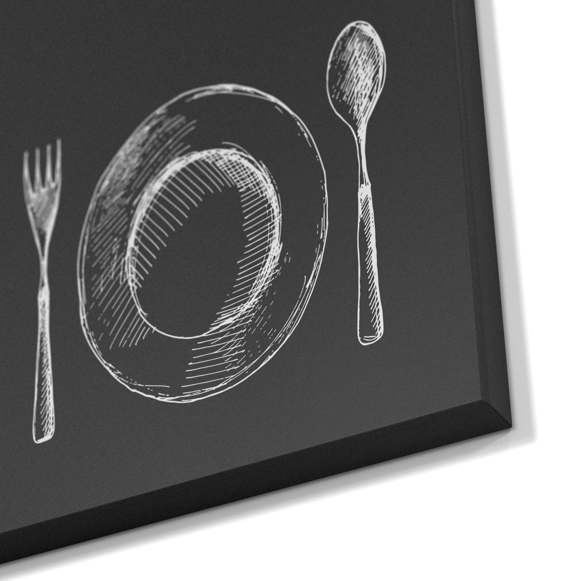 DEQORI Magnetische Kreidetafel mit UV-Druck | Motiv Tisch ist gedeckt | Design rechteckig 60x40 cm | Kreide Metalltafel beschreibbar – Wanddeko für Küche, Flur, Kinderzimmer & Büro