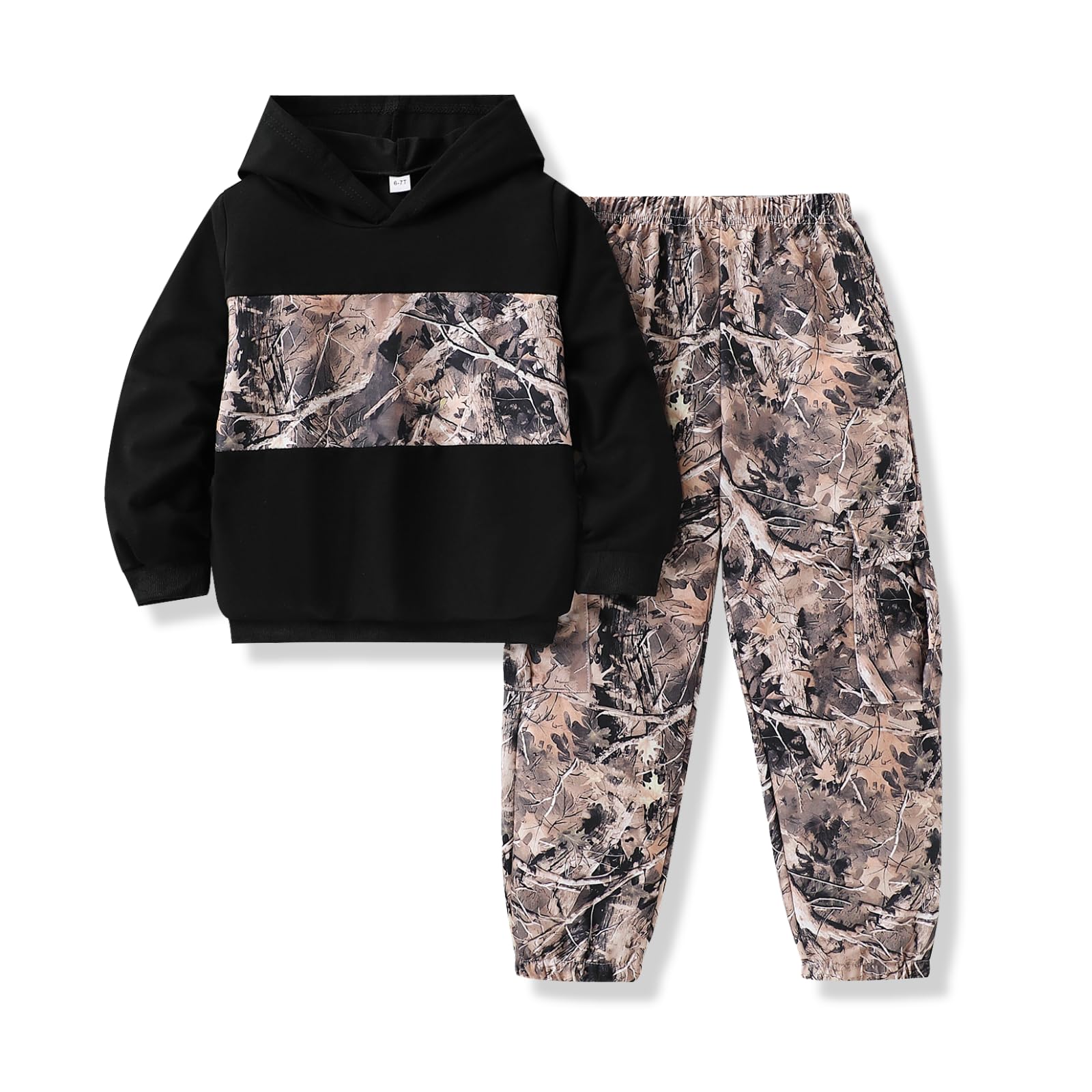 5-12 Years Boys Clothing Set Camo Hoodie &amp; Cargo Pants Outfits Set 2025 Fashion Clothing