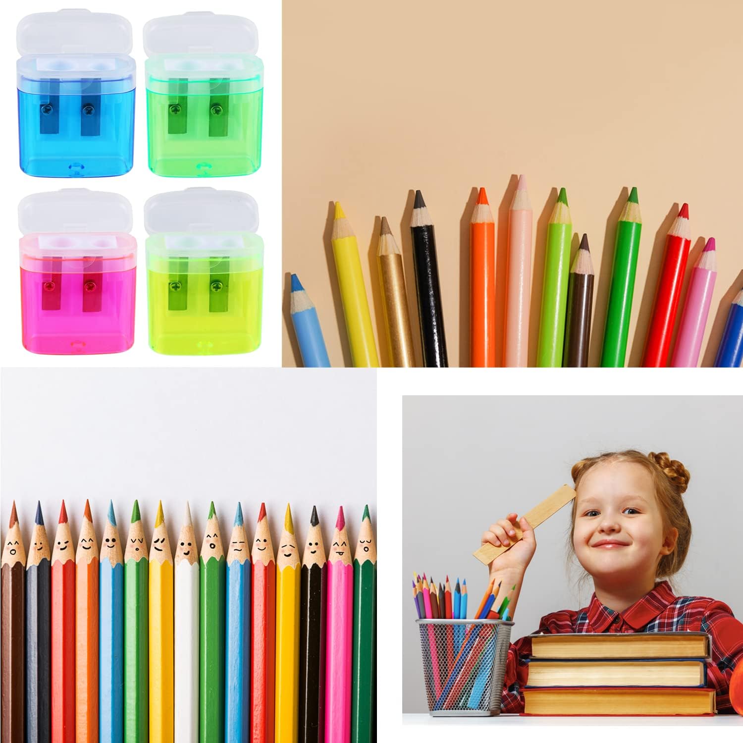 pact -Hole Manual Pencil eners with Lid & Receptacle,