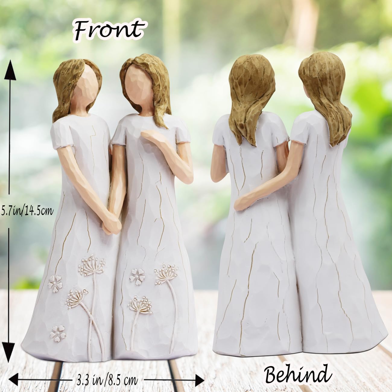 BORLESTA Sister Gifts - Sister Birthday Gift Ideas,Gifts for Sister from Sister - My Sister My Friend Walk with Me - Sculpted Hand-Painted Sister Gift Figurines