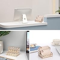 Vista 4 de Hipiwe Soporte para Tarjetas de Visita de Cristal de 2 Niveles Dorado Espejado Soporte de Exhibición de Tarjetas de Visita Organizador de Escritorio