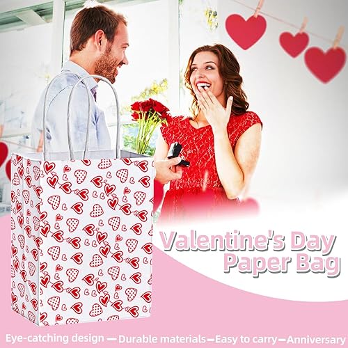 Miniatura 6 de Keioy 16 bolsas de regalo para el día de San Valentín con diseño de amor para el día de San Valentín, bolsas a granel para dulces y Trea Día de la