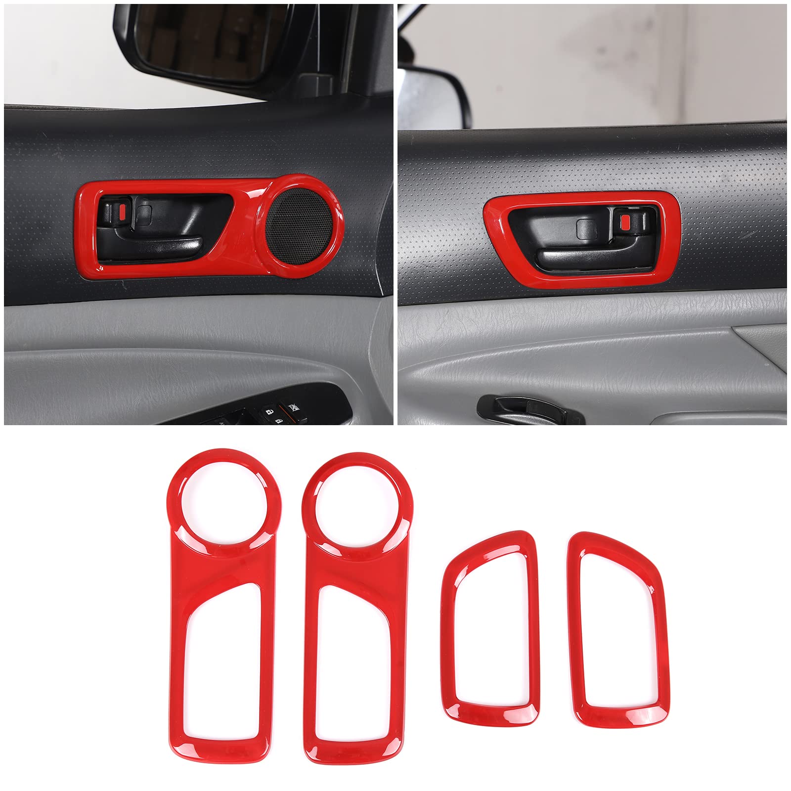PIUGILH Fit for Toyot*a Tacom*a 2005-2015 Inner Door Handle Frame, ABS Door Inner Grab Handle Trim Cover Sticker, Car Interior Decoration Accessories, 4 PCS