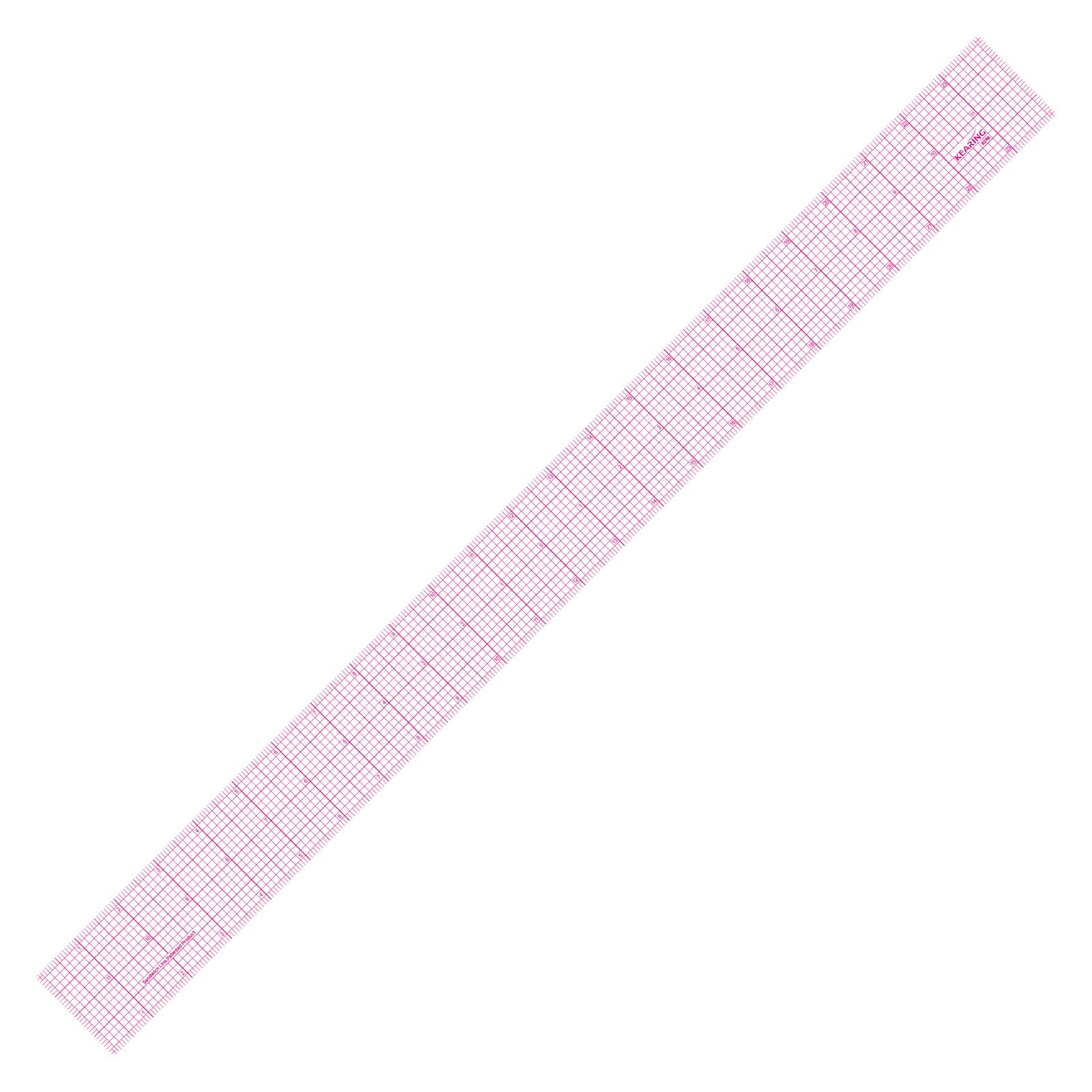 KEARING Clear Graph Fashion Design Ruler, Sandwich Line, 2 x 24", Transparent Pattern Grading Dressmaking Ruler for Sewing Quilting Design
