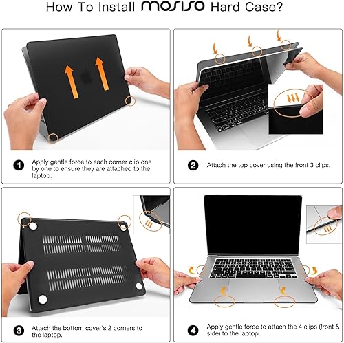 Miniatura 73 de MOSISO Funda compatible con MacBook Air de 15 pulgadas M4 M3 M2 2025 2024 2023 versión A3241 A3114 A2941 con Touch ID, funda rígida de plástico