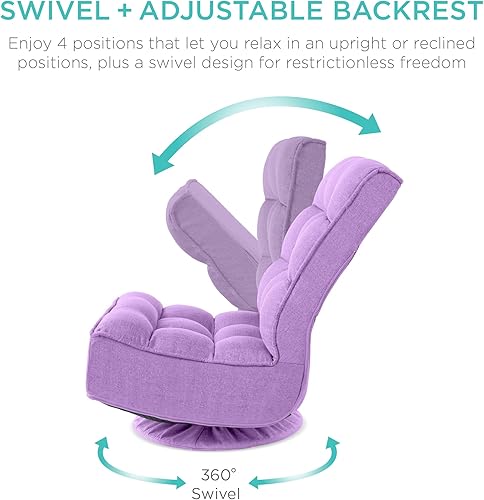 Miniatura 3 de Best Choice Products Silla plegable reclinable para juegos para el hogar, oficina, descanso, lectura con giro de 360 grados, 4 posiciones Gris,Negro
