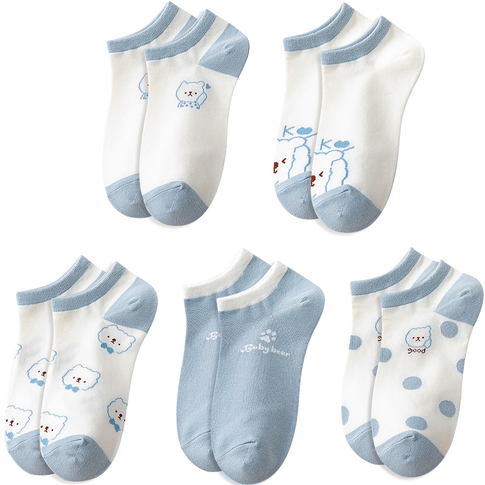 Glamorstar Women Socks Cotton No Show Low Cut Socks Ankle Sock 5 Pack