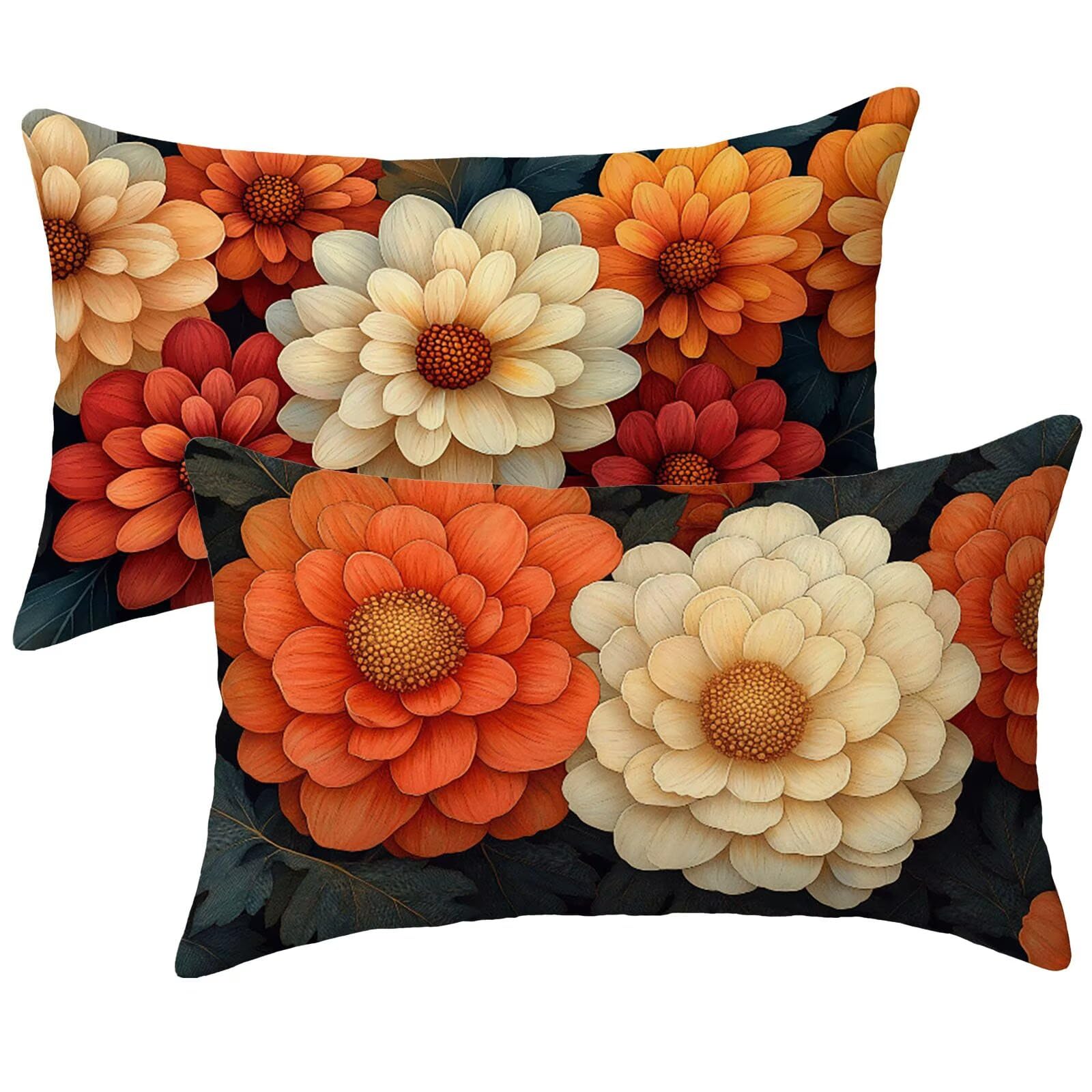 Taie d'oreiller 50x70 fleur en lin imperméable de qualité supérieure