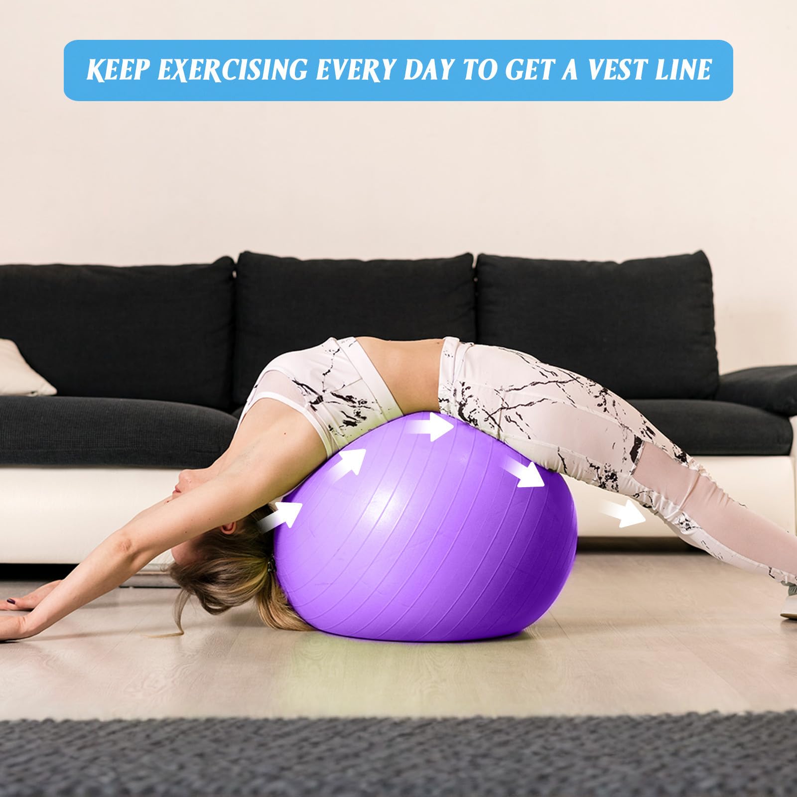 Verdickter 75cm Gymnastikball Yogaball Pilatesball Stabilitätsball aus Robustem PVC mit Luftpumpe für Yoga Fitness und Gleichgewichtstraining