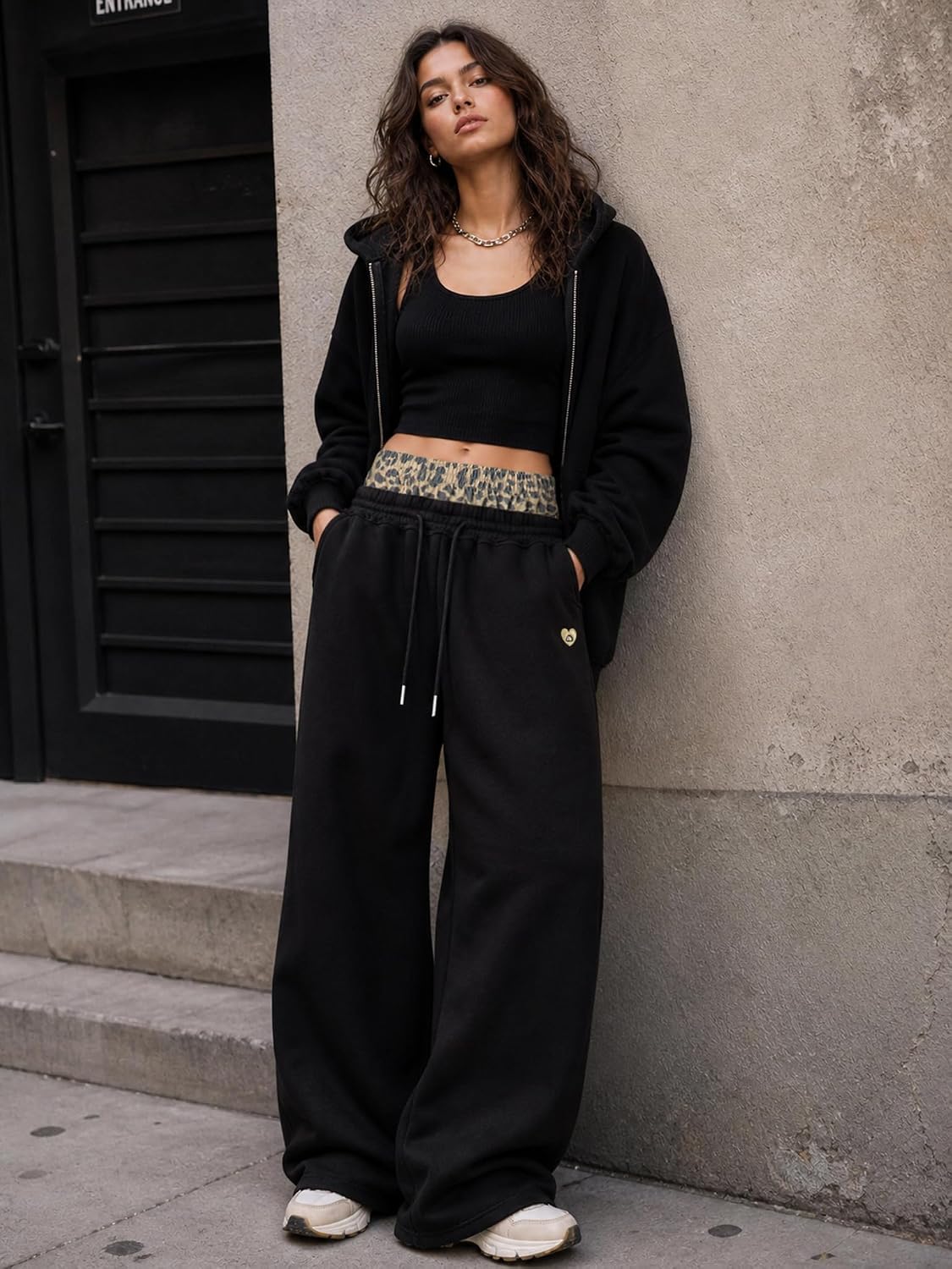 Aelfric Eden Baggy Wide Leg Sweatpants for Women Men Double Waist Camo Elastic Waisted Lounge Pants with Pockets image 2