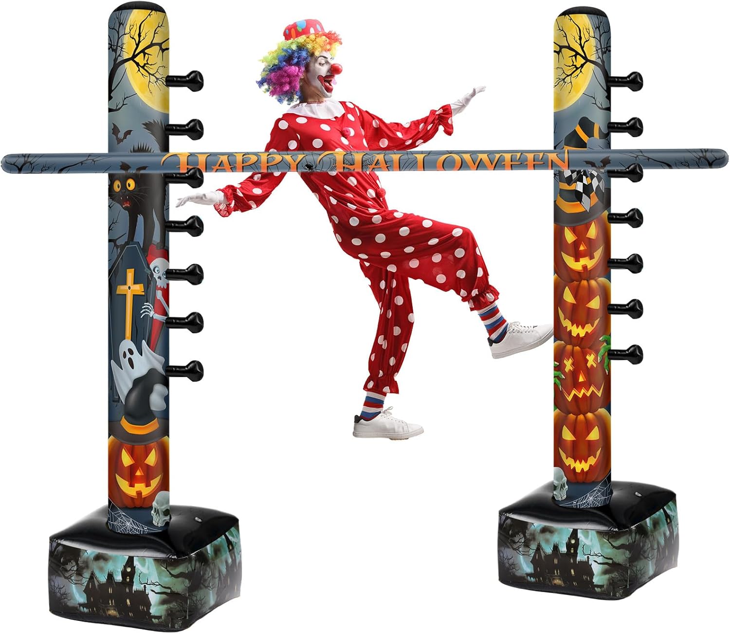 Halloween Inflatable Limbo Game for Adults 59 Inch Halloween Party Games Set Pumpkin Limbo Stick Pumpkin Inflatable Decoration for Indoor Outdoor Birthday Party Decor
