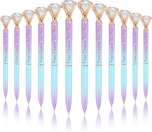 Xiuyours Bolígrafos personalizados de diamantes grandes, bolígrafo de cristal grabado personalizado con logotipo de nombre, bolígrafo de lujo con