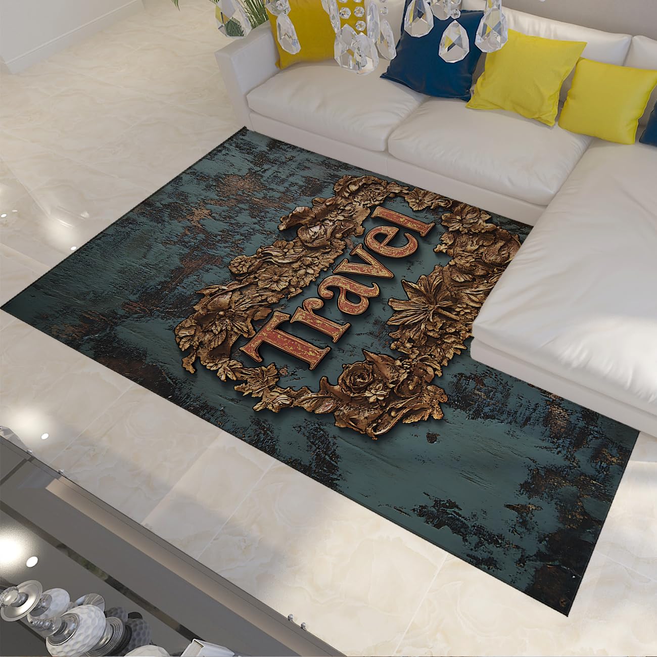 Dywaniki podróżne 160 x 230 cm Dywan z krótkim włosiem z krótkim włosiem w stylu vintage do salonu sypialni