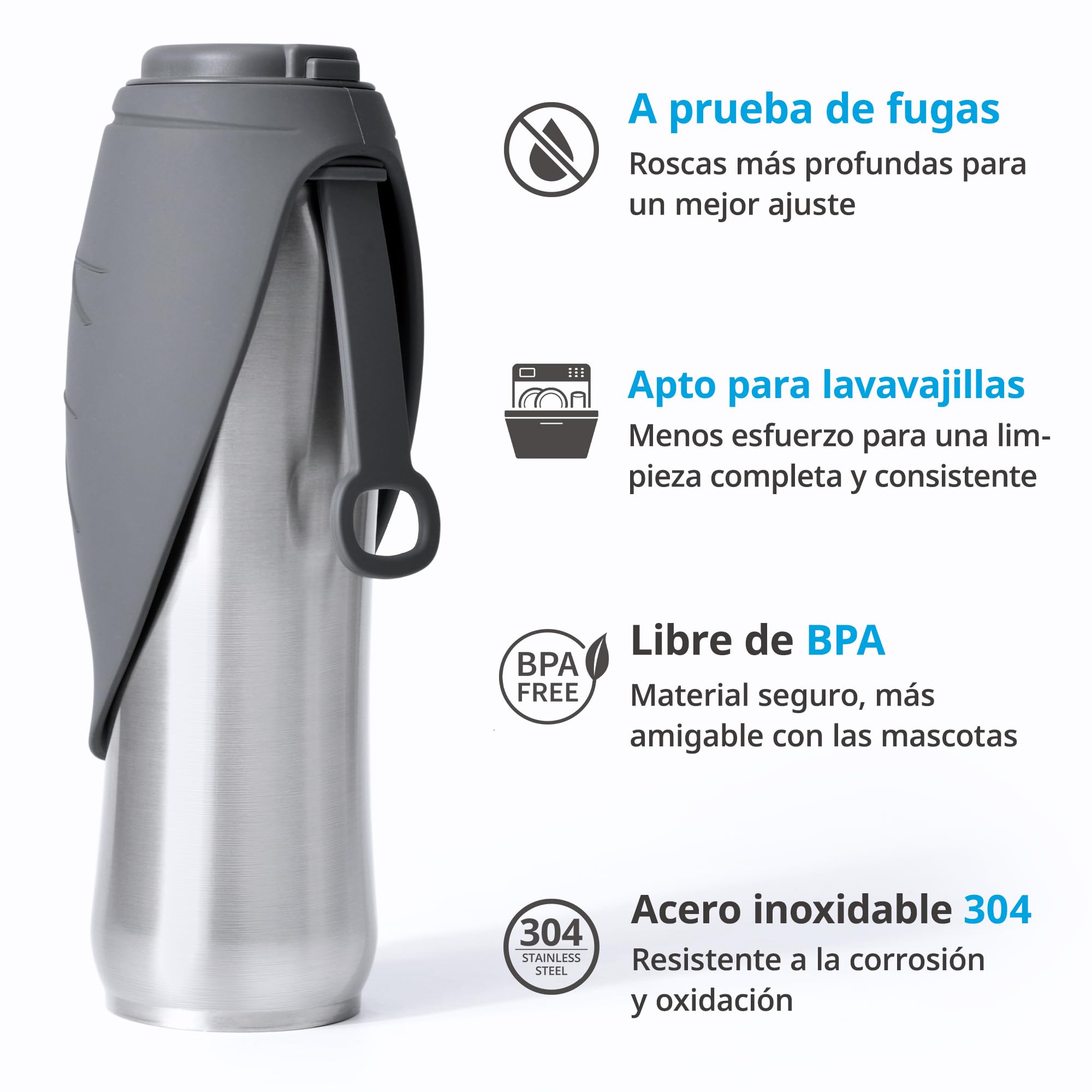 Botella de Agua para Perros, 750 ml Botella Agua Perro Aislada de Acero Inoxidable, Botella Pipi Perros Calle Portátil, Doble Pared Aislada al Vacío