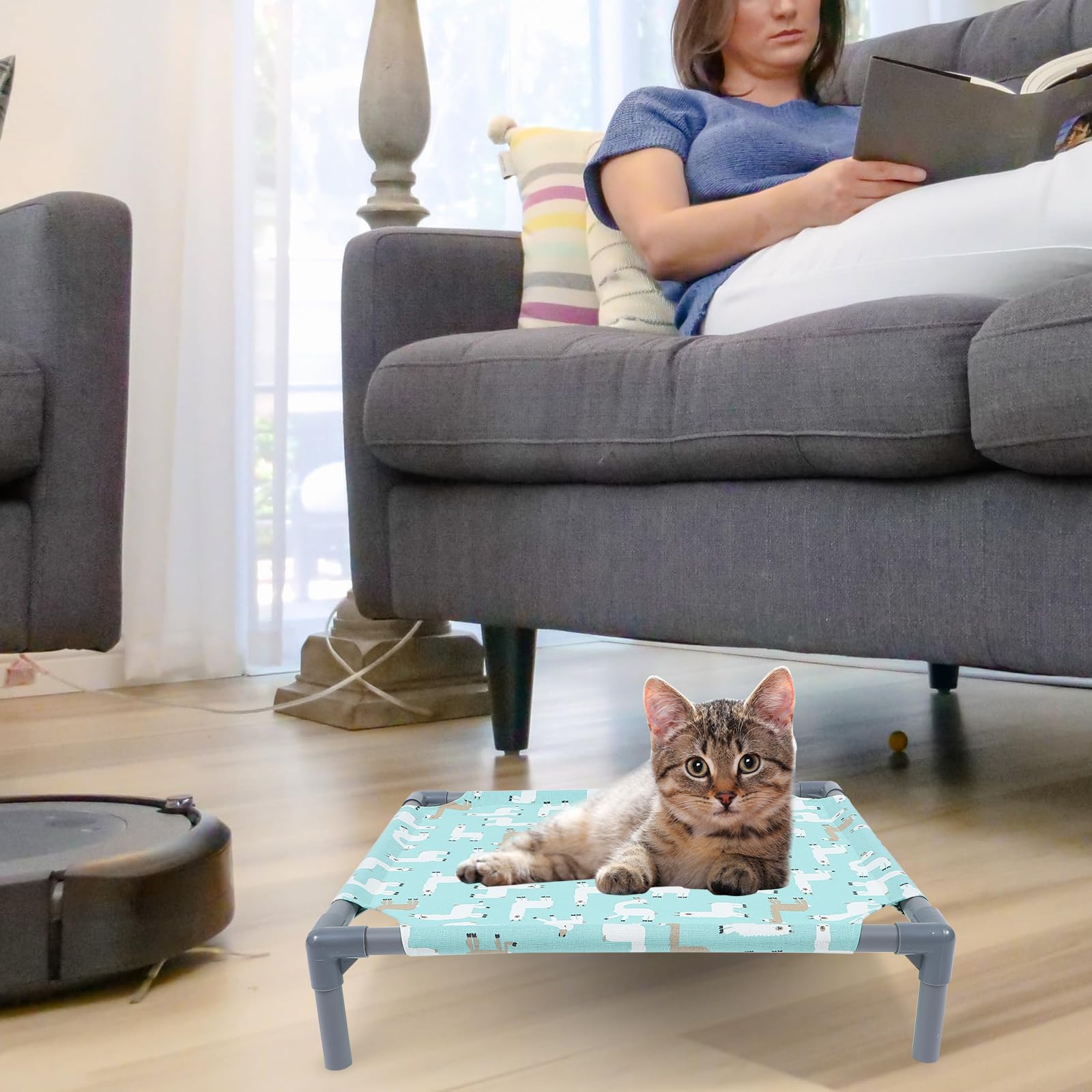 POPETPOP Detachable Cat Tent Bed Breathable Polyester Pet Hammock Sturdy Raised Cat Sleeping Nest for Small Cats Indoor Outdoor Use - Image 3