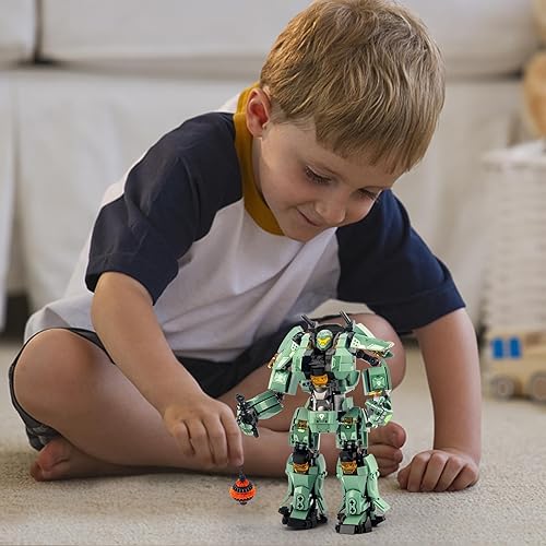 Miniatura 7 de Juego de bloques de construcción de robot mecánico transformador, Destroy Warrior City Action Mech Model Kit de construcción, 542 piezas de juguetes