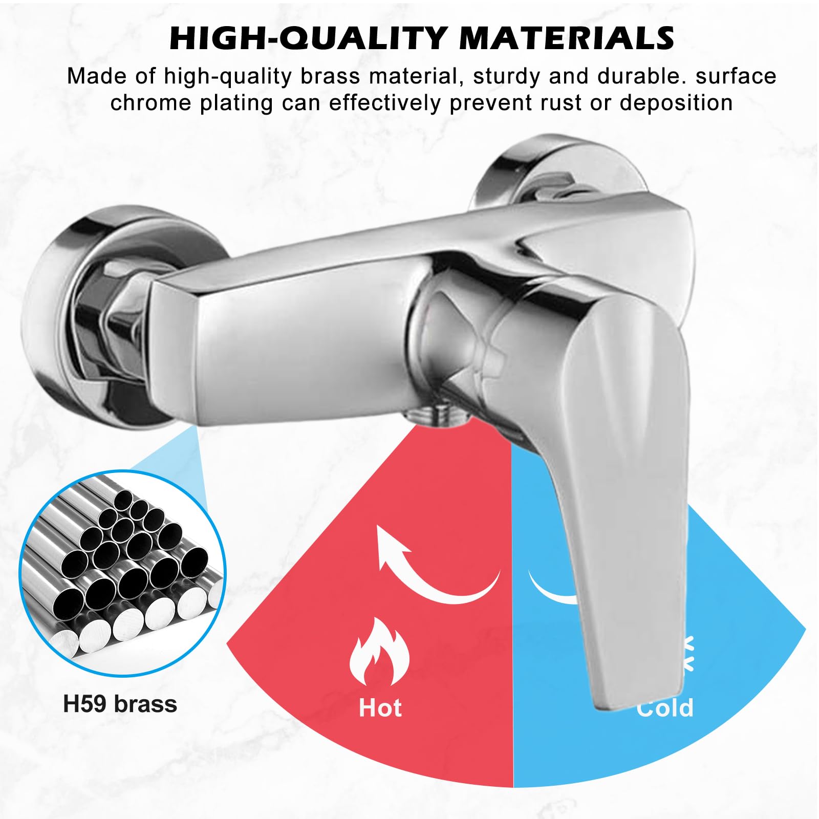 GBKDQQ Grifo de ducha monomando: grifo mezclador ducha, grifo de ducha montado en la pared, grifo ducha con caño G ½, grifo para baño