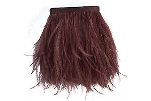 Set of 2 Yards Genuine Ostrich Feathers Craft Fringe Trim in 4inch Stunning Brown