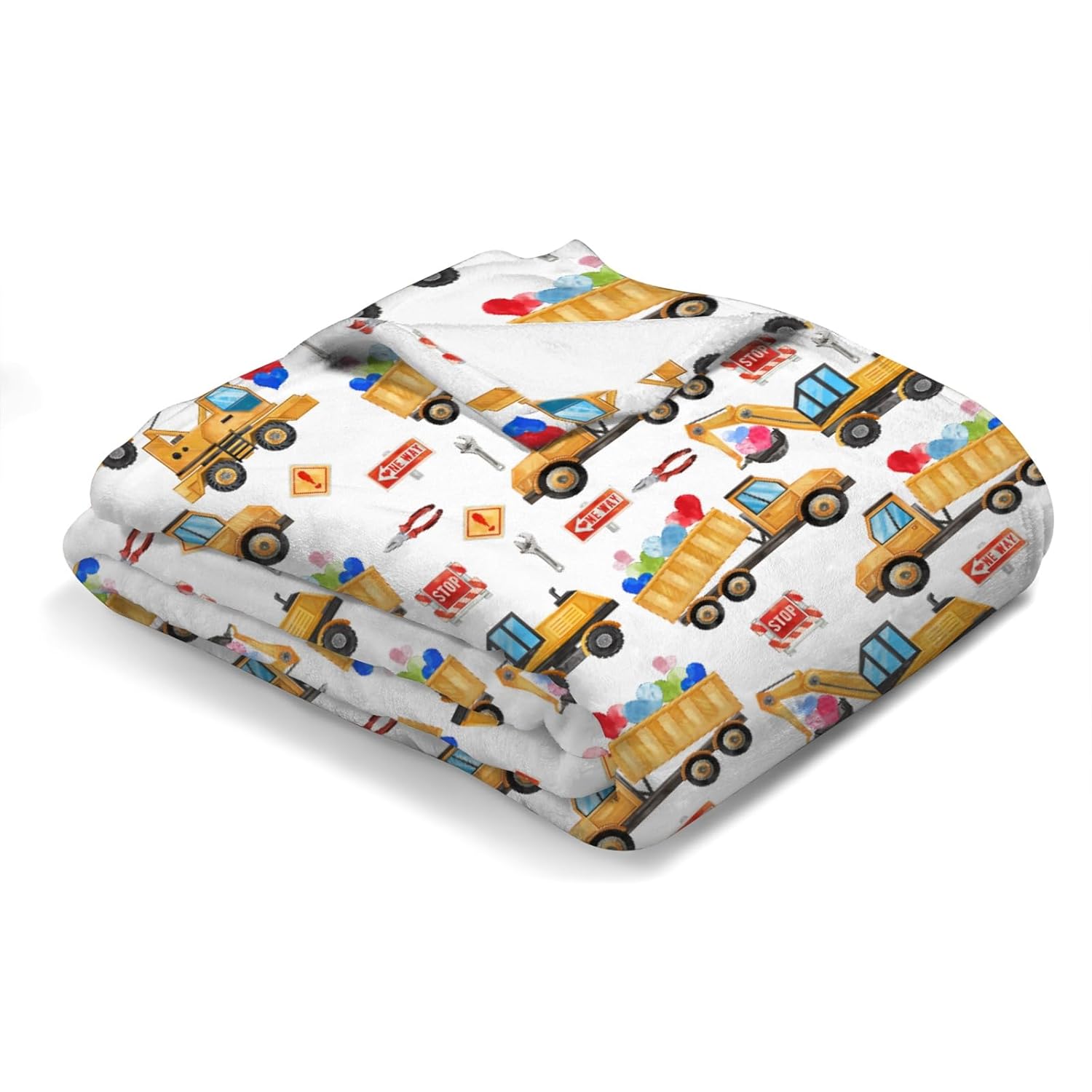 Valentine Construction Trucks Baby Blanket for Boys Excavator Dump Truck Hearts Swaddle Receiving Blanket Construction Valentines Newborn Toddler Nursery Crib Bed Blanket Soft Flannel 60x80inch