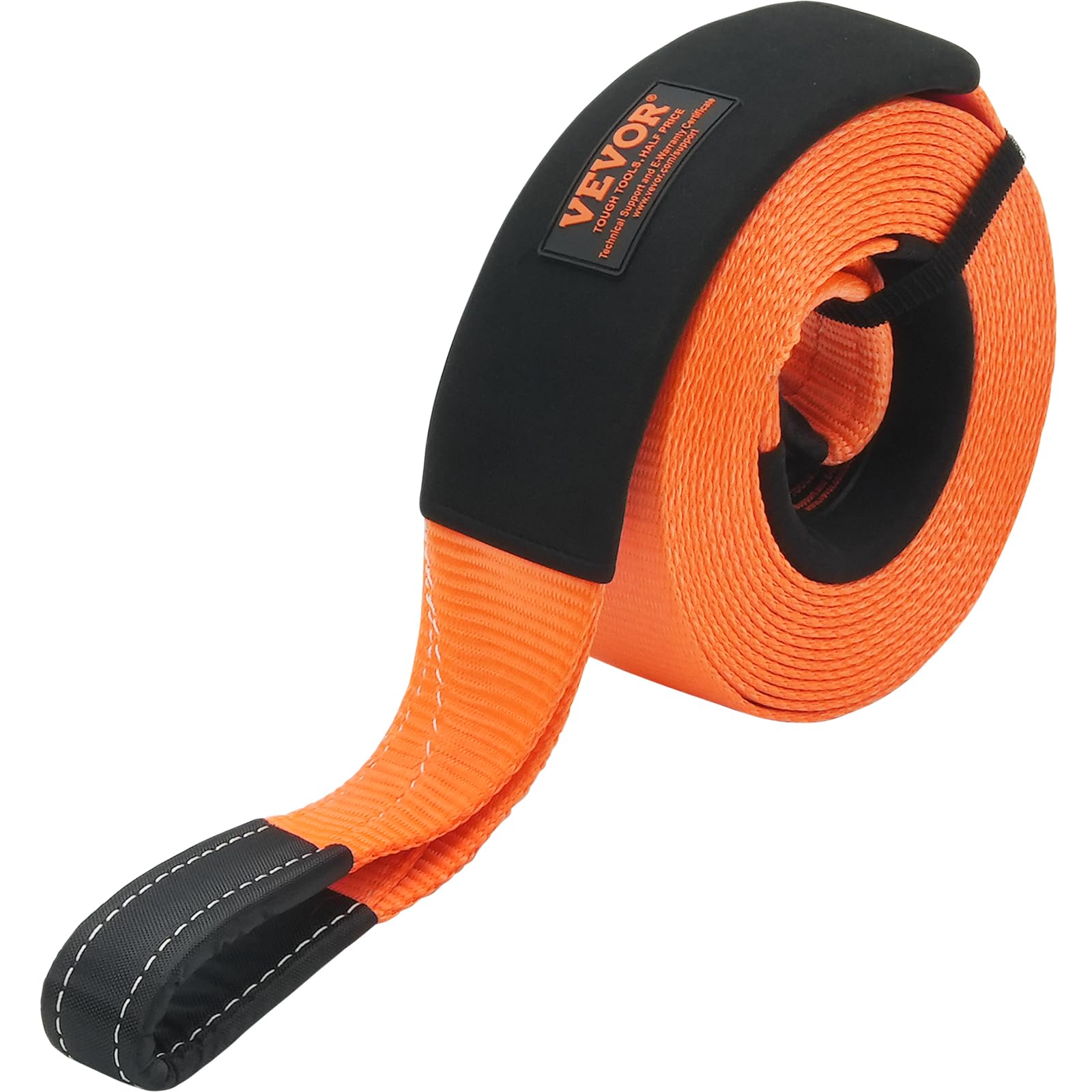VEVOR Kit di Recupero Cinghia da Traino in Poliestere Resistente, Fune per Verricello da 85,1 mm x 9,1 m, 16329 kg, Tripla Fibbia Rinforzata, Ricevitore con Gancio a Grillo, Cinghia Camion Jeep SUV