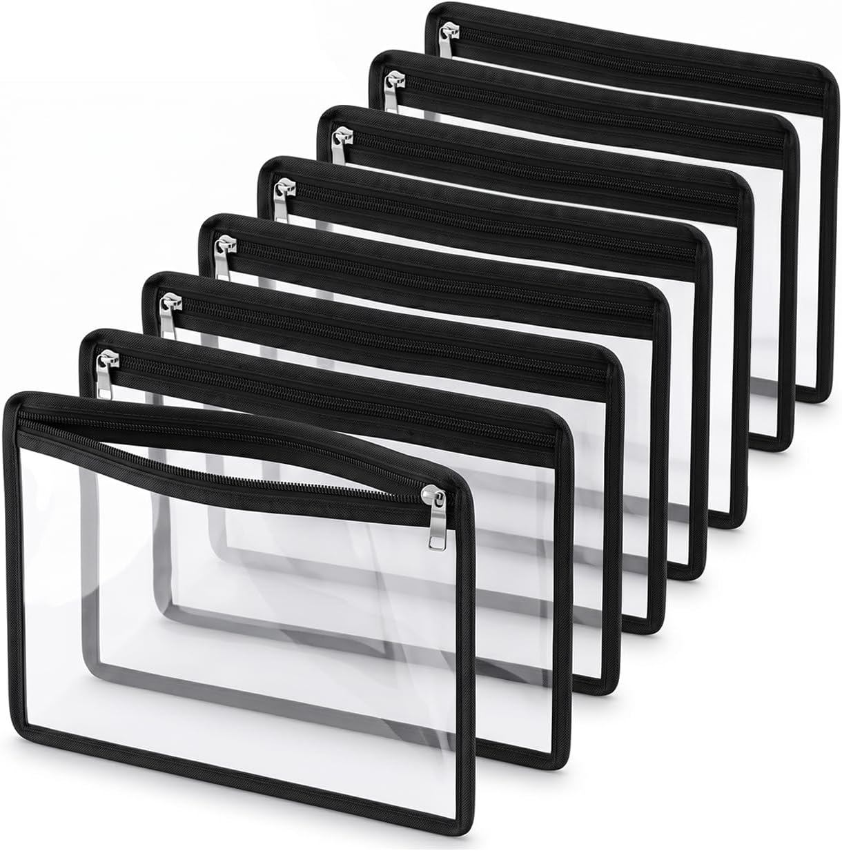 QWORK 18 Pcs Clear Zipper Pouches 11.5 x 7 Inch – Waterproof PVC Storage Bags for Travel Cosmetics, Office Documents – Transparent Makeup Pouch Organizer