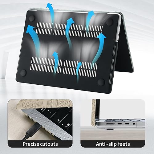 Miniatura 6 de DTangLsm Funda compatible con MacBook Air de 13 pulgadas 2022 2021 2020-2018 A2337 M1 A2179 A1932, elegante funda rígida de cuero retro texturizado