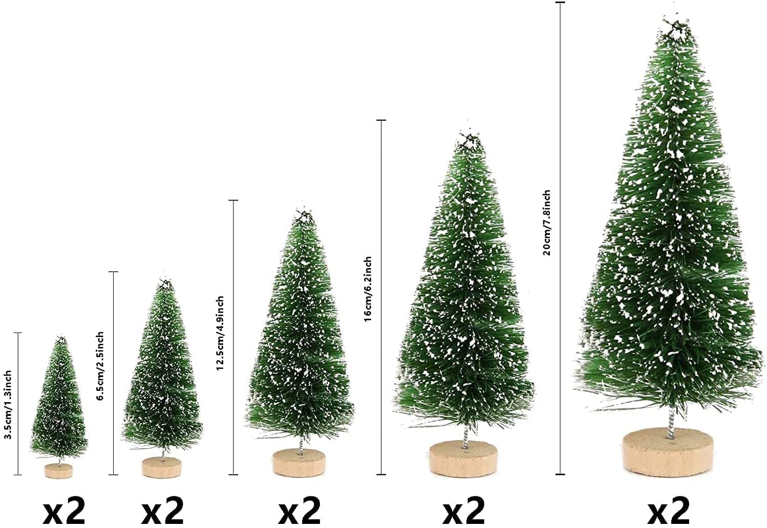 10/15/20/25 Cm) Lot De 6 Mini Sapin De Noël Artificiel Table Sapin De Noël Avec Effet Neige Vert Décoration De Noël Pour Bricolage Et Vitrine